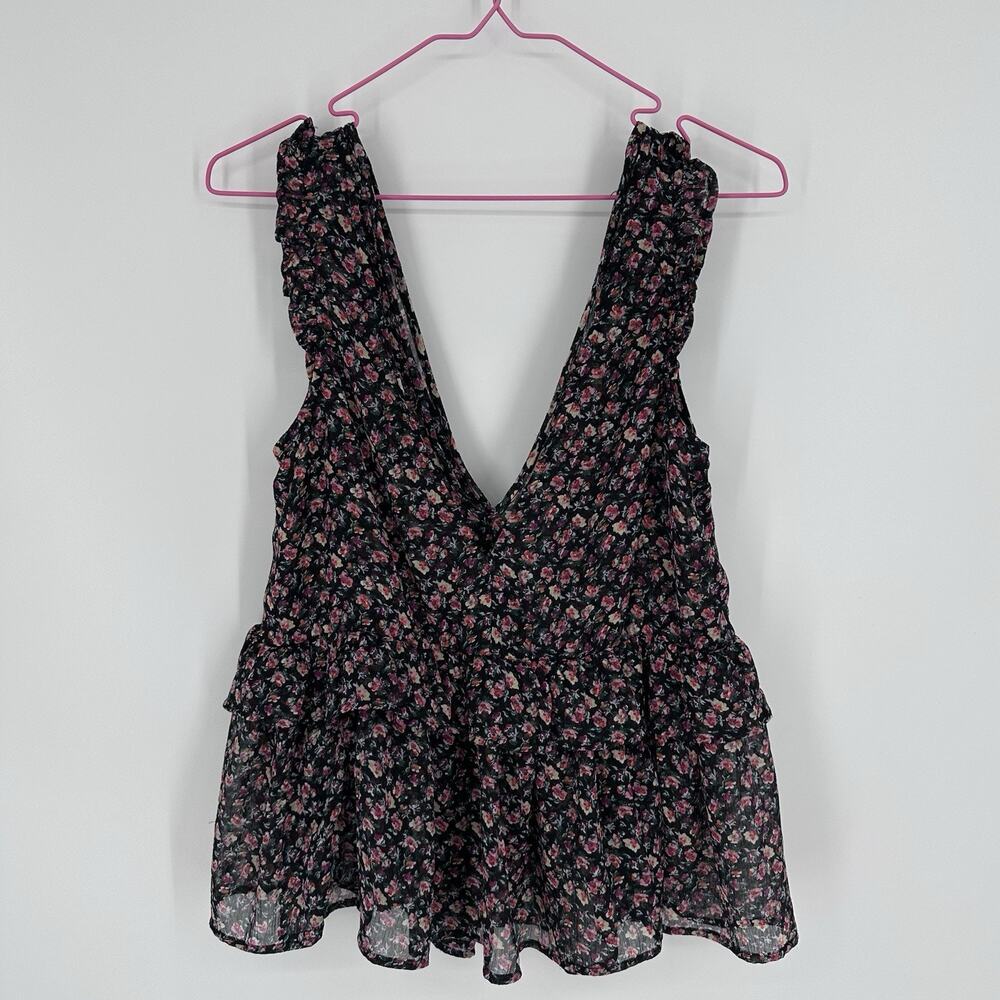 American Eagle Outfitters Floral Simi Sheer‎ Peplum Swingy Cami Tank Size XS
